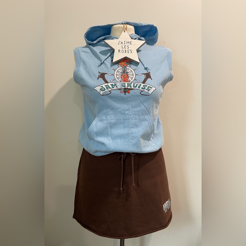 BUNDLE of American Apparel Light Blue Hoodie & Brown Mini Skirt - “Jam Cruise”